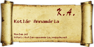 Kotlár Annamária névjegykártya
